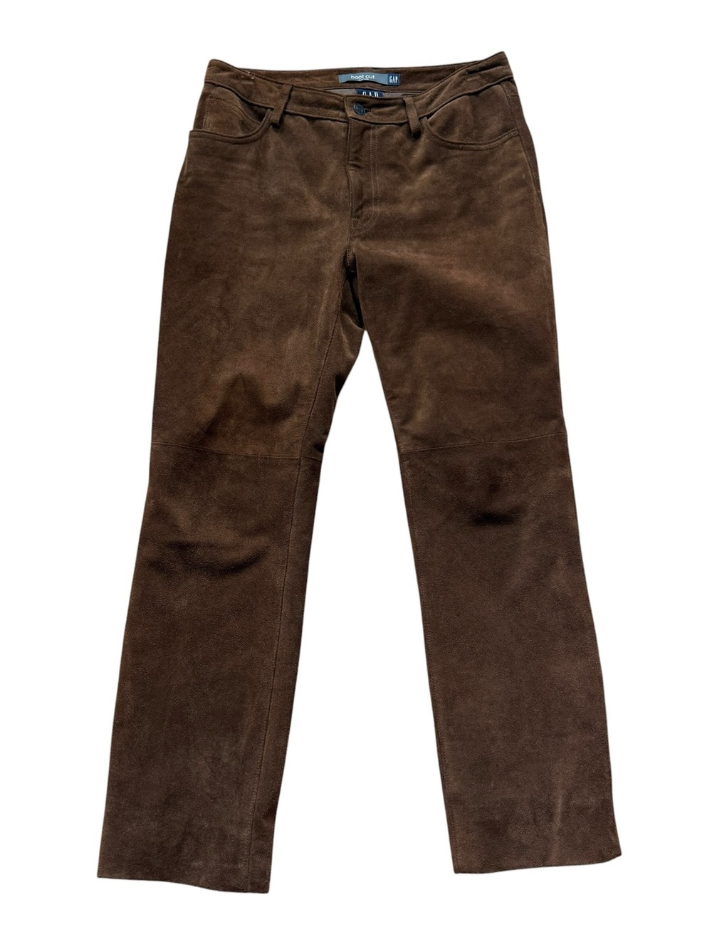 Vintage 2002 GAP Genuine Leather Suede Bootcut Pants Brown Y2K Boho Western Sz 8